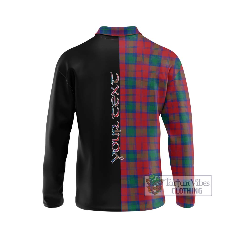 Tartan Vibes Clothing Lindsay Modern Tartan Long Sleeve Polo Shirt with Family Crest and Half Of Me Style