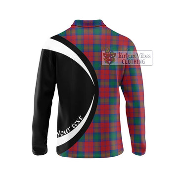 Lindsay Modern Tartan Long Sleeve Polo Shirt with Family Crest Circle Style