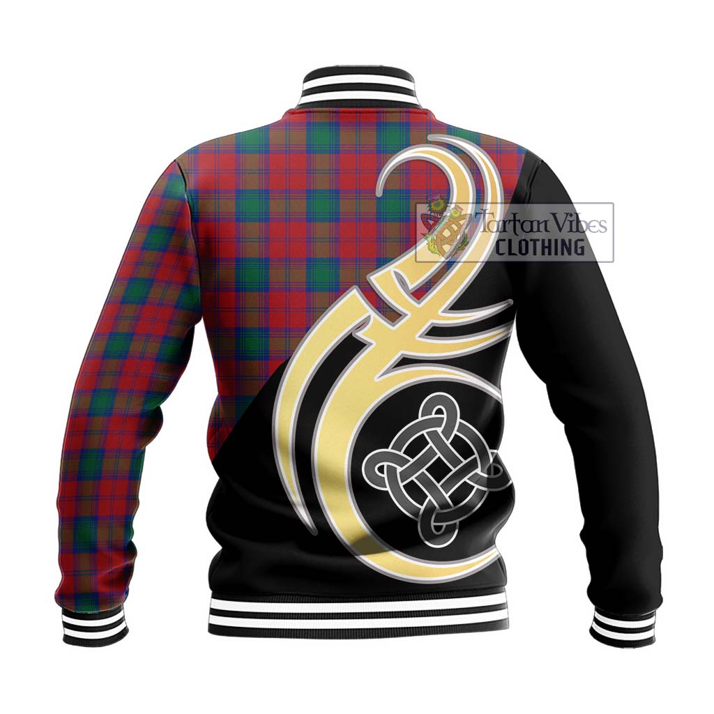 Tartan Vibes Clothing Lindsay Modern Tartan Baseball Jacket with Family Crest and Celtic Symbol Style