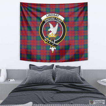 Lindsay Modern Tartan Tapestry Wall Hanging and Home Decor for Room with Family Crest