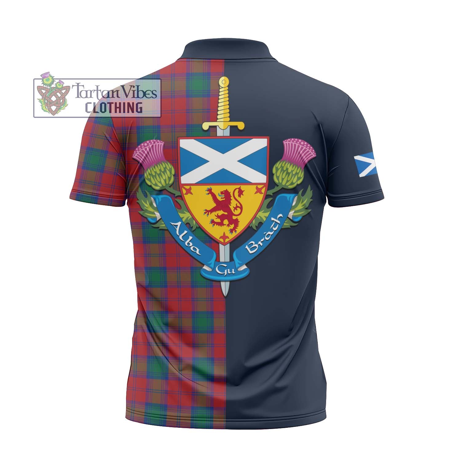 Tartan Vibes Clothing Lindsay Modern Tartan Zipper Polo Shirt with Scottish Lion Royal Arm Half Style