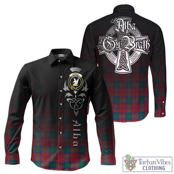 Lindsay Modern Tartan Long Sleeve Button Up Featuring Alba Gu Brath Family Crest Celtic Inspired