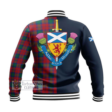 Lindsay Modern Tartan Baseball Jacket with Scottish Lion Royal Arm Half Style