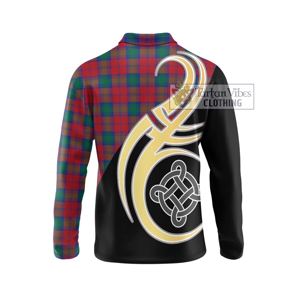 Tartan Vibes Clothing Lindsay Modern Tartan Long Sleeve Polo Shirt with Family Crest and Celtic Symbol Style