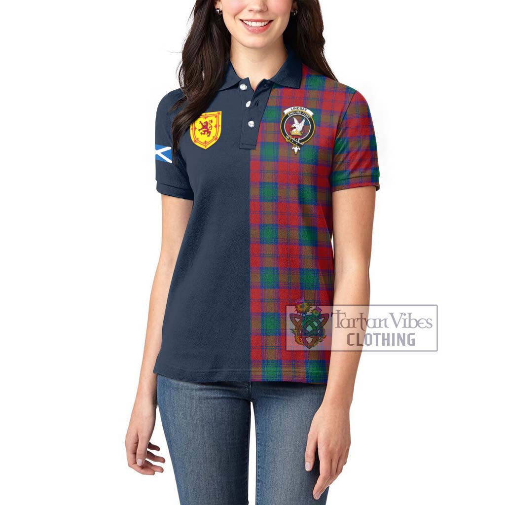 Tartan Vibes Clothing Lindsay Modern Tartan Women's Polo Shirt with Scottish Lion Royal Arm Half Style