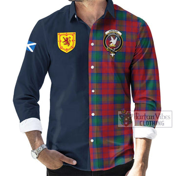 Lindsay Modern Tartan Long Sleeve Button Shirt Alba with Scottish Lion Royal Arm Half Style