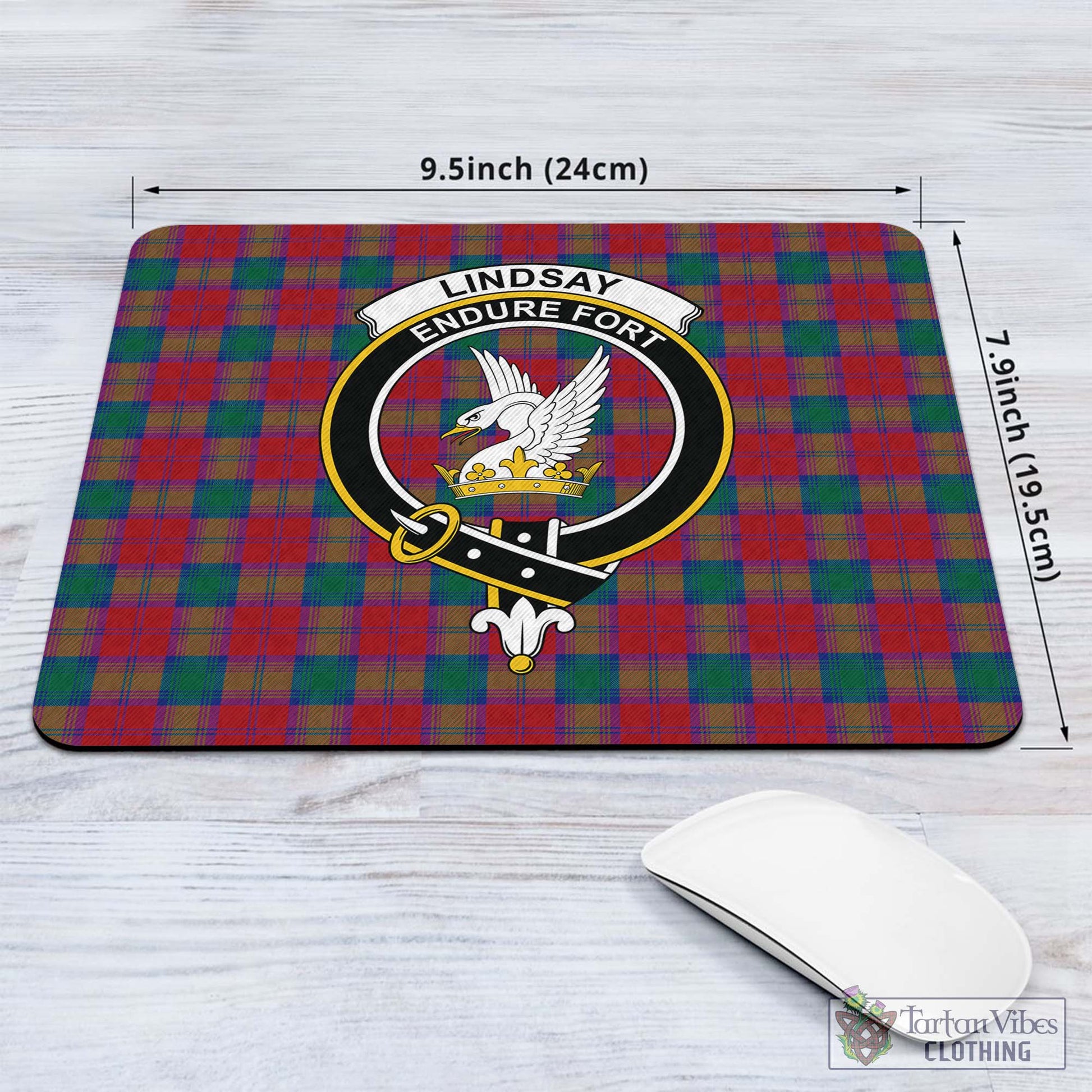 Tartan Vibes Clothing Lindsay Modern Tartan Mouse Pad with Family Crest