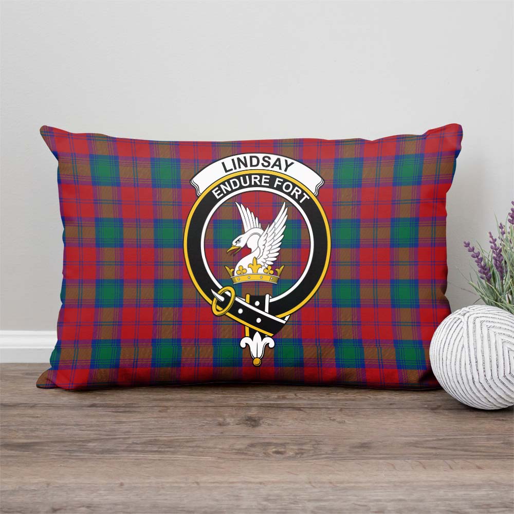 Lindsay Modern Tartan Pillow Cover with Family Crest Rectangle Pillow Cover - Tartanvibesclothing