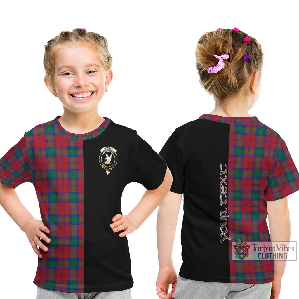 Tartan Vibes Clothing Lindsay Modern Tartan Kid T-Shirt with Family Crest and Half Of Me Style