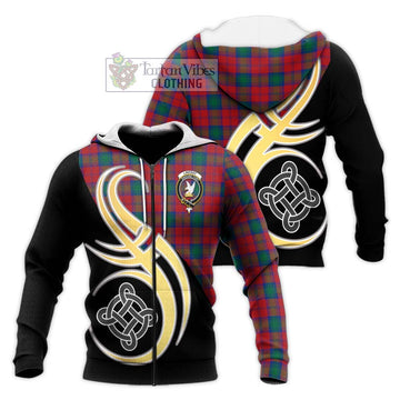 Lindsay Modern Tartan Knitted Hoodie with Family Crest and Celtic Symbol Style