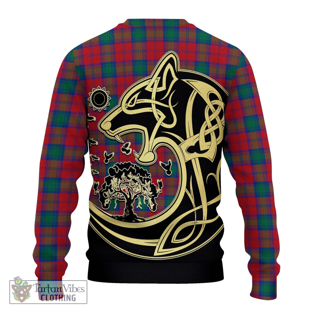 Lindsay Modern Tartan Knitted Sweater with Family Crest Celtic Wolf Style - Tartan Vibes Clothing