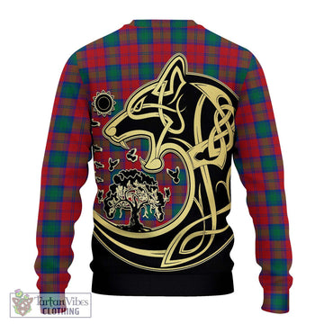 Lindsay Modern Tartan Ugly Sweater with Family Crest Celtic Wolf Style