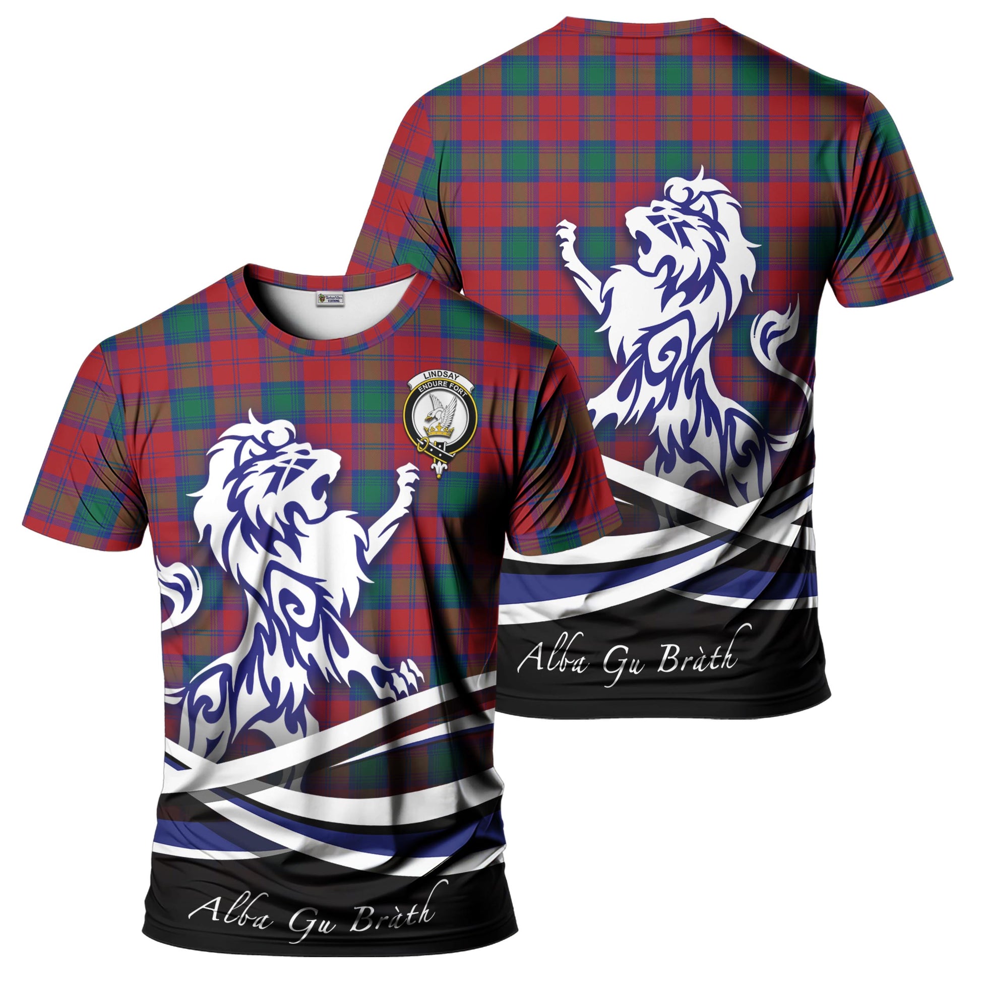 lindsay-modern-tartan-t-shirt-with-alba-gu-brath-regal-lion-emblem
