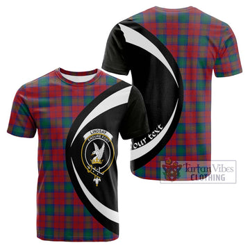 Lindsay Modern Tartan Cotton T-shirt with Family Crest Circle Style