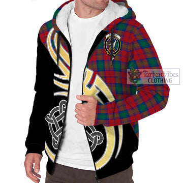 Lindsay Modern Tartan Sherpa Hoodie with Family Crest and Celtic Symbol Style