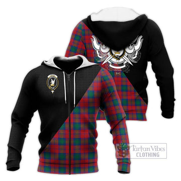 Lindsay Modern Tartan Knitted Hoodie with Family Crest and Military Logo Style