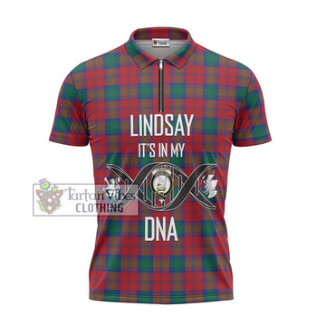 Lindsay Modern Tartan Zipper Polo Shirt with Family Crest DNA In Me Style