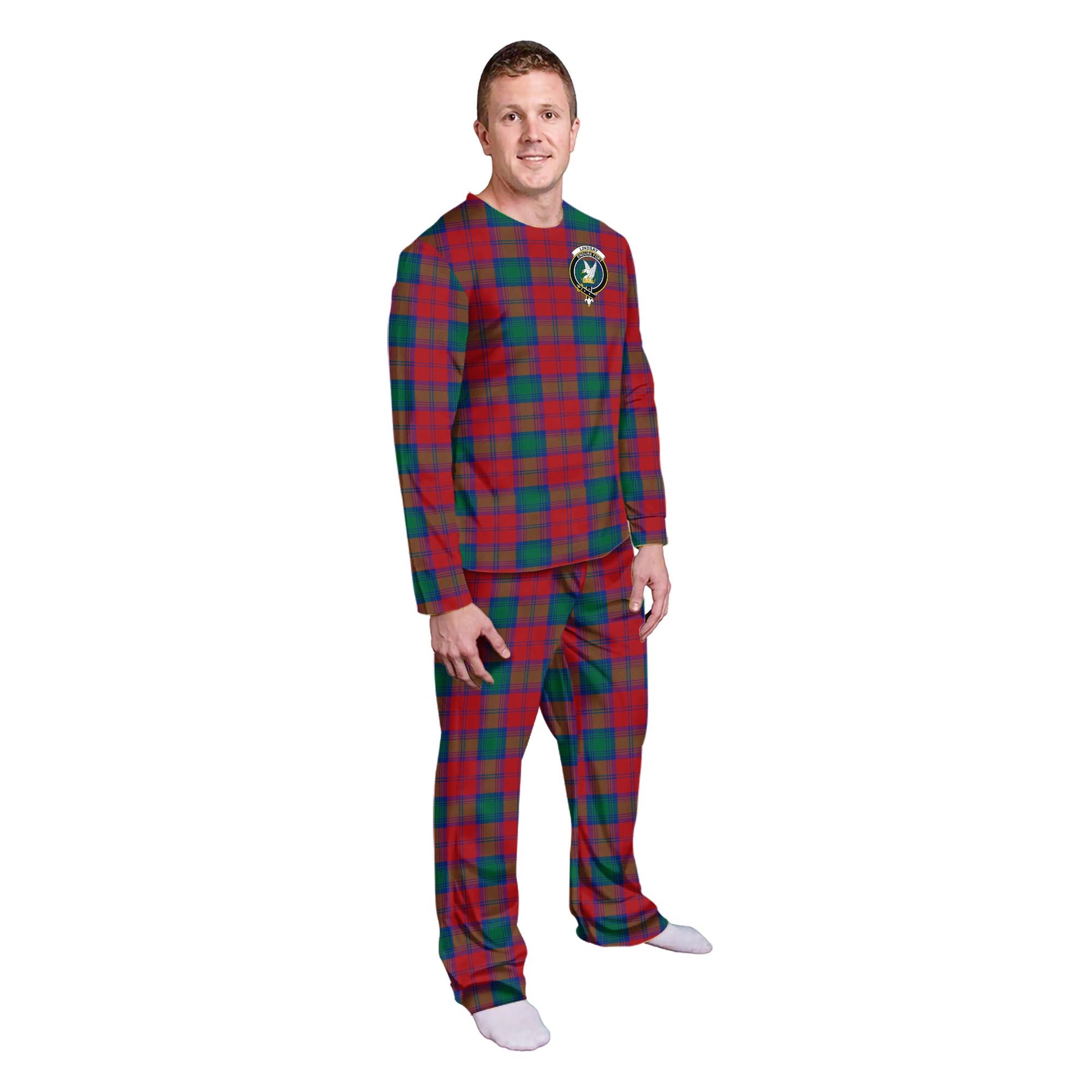 Lindsay Modern Tartan Pajamas Family Set with Family Crest - Tartanvibesclothing