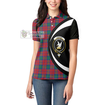 Lindsay Modern Tartan Women's Polo Shirt with Family Crest Circle Style