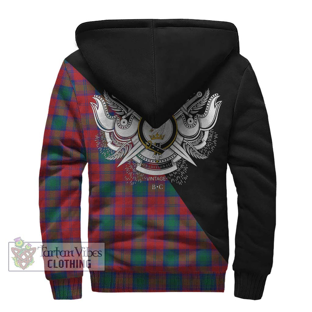 Lindsay Modern Tartan Sherpa Hoodie with Family Crest and Military Logo Style - Tartanvibesclothing Shop