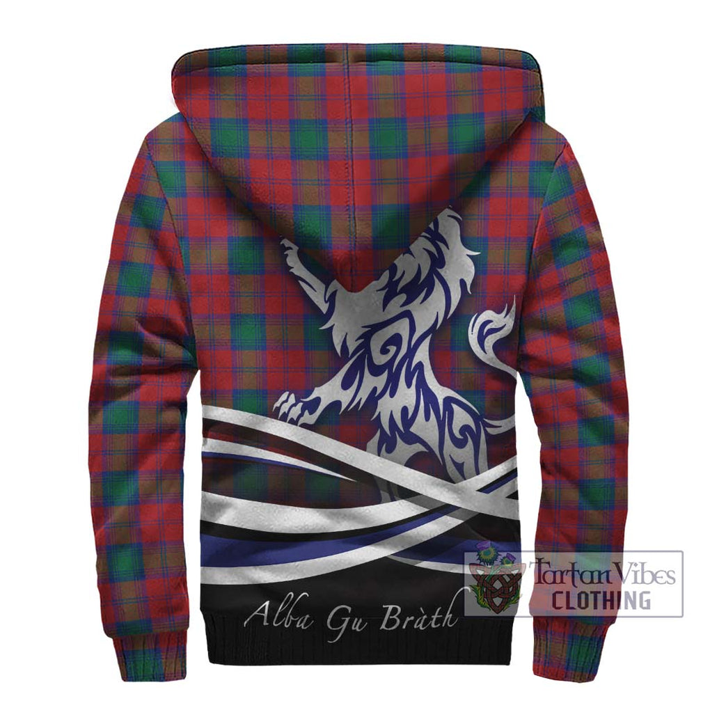 Lindsay Modern Tartan Sherpa Hoodie with Alba Gu Brath Regal Lion Emblem - Tartanvibesclothing Shop