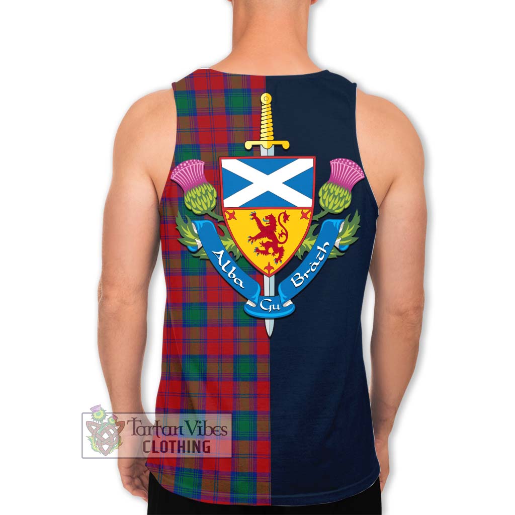 Tartan Vibes Clothing Lindsay Modern Tartan Men's Tank Top with Scottish Lion Royal Arm Half Style