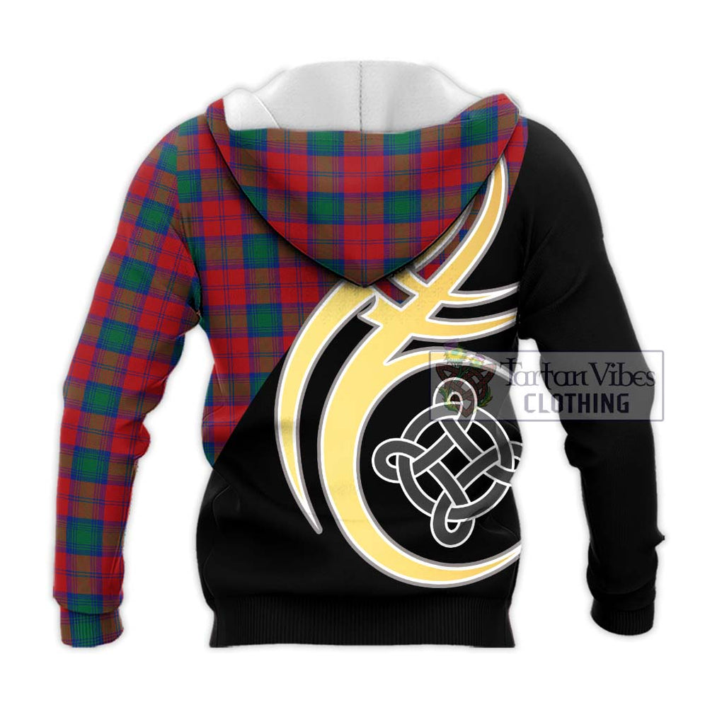 Lindsay Modern Tartan Knitted Hoodie with Family Crest and Celtic Symbol Style - Tartan Vibes Clothing