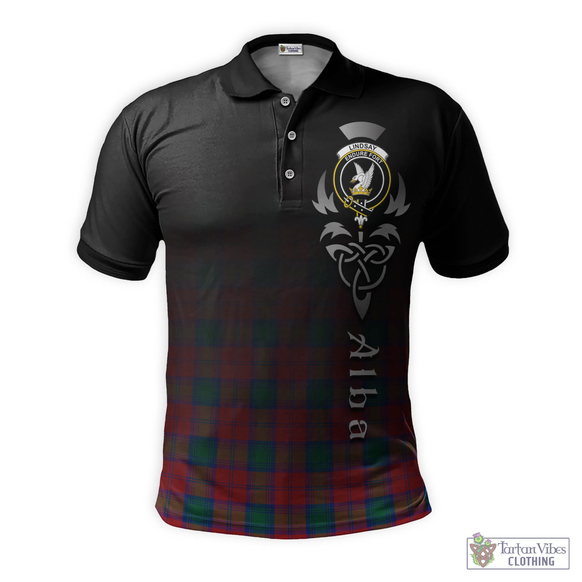 Tartan Vibes Clothing Lindsay Modern Tartan Polo Shirt Featuring Alba Gu Brath Family Crest Celtic Inspired