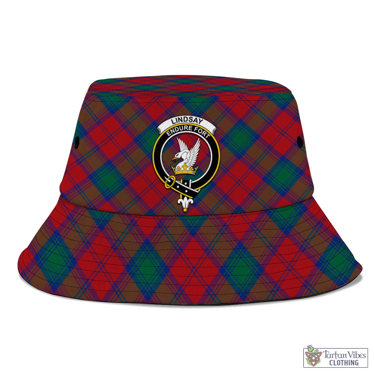 Tartan Vibes Clothing Lindsay Modern Tartan Bucket Hat with Family Crest