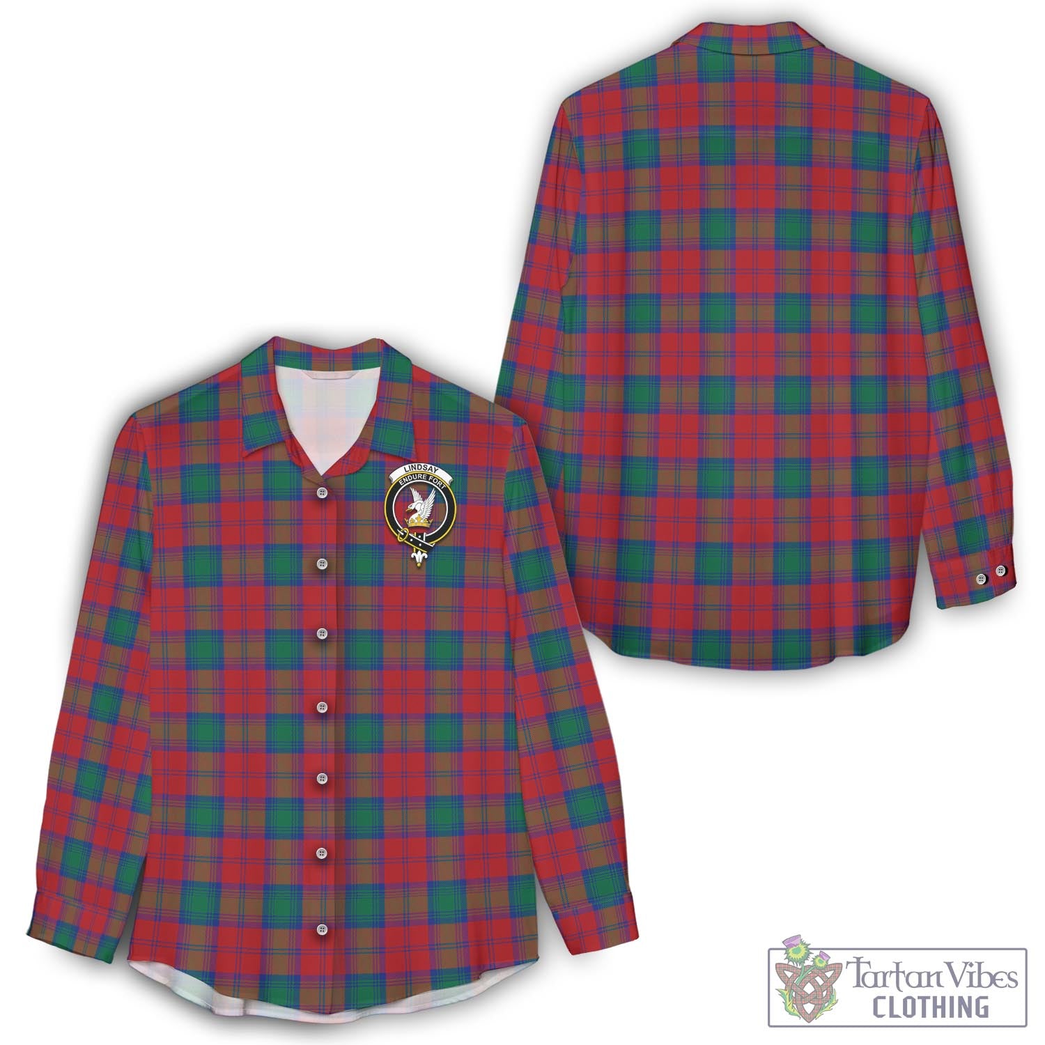 Tartan Vibes Clothing Lindsay Modern Tartan Womens Casual Shirt with Family Crest