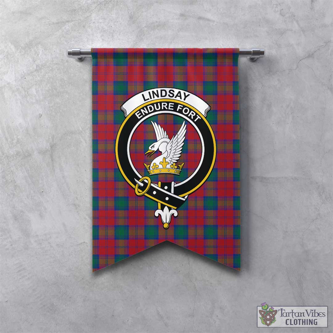 Tartan Vibes Clothing Lindsay Modern Tartan Gonfalon, Tartan Banner with Family Crest