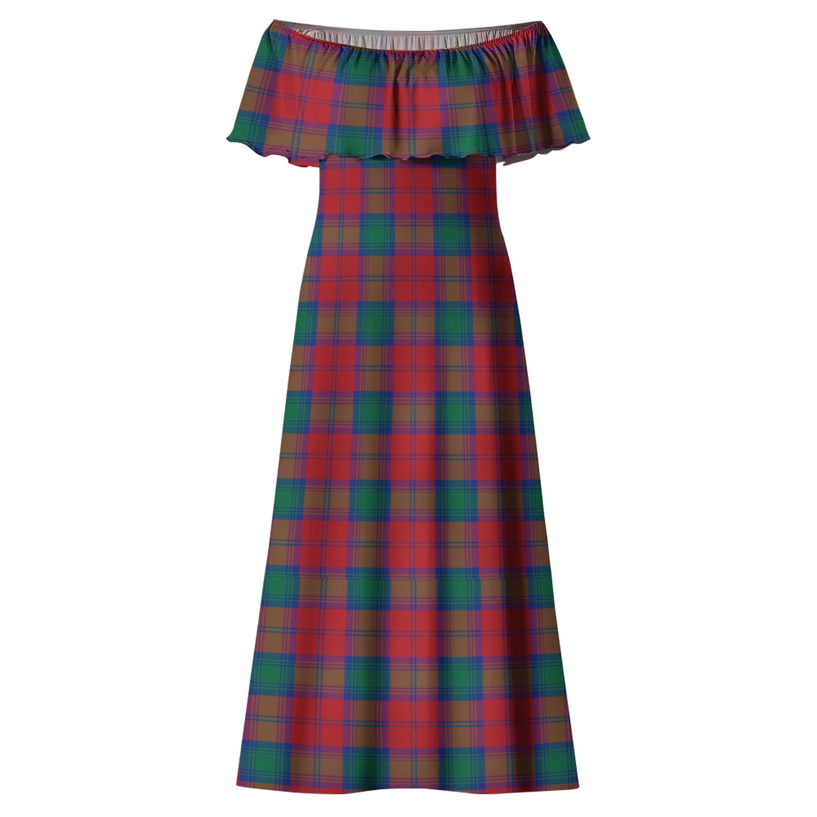 Lindsay Modern Tartan Off Shoulder Long Dress - Tartanvibesclothing