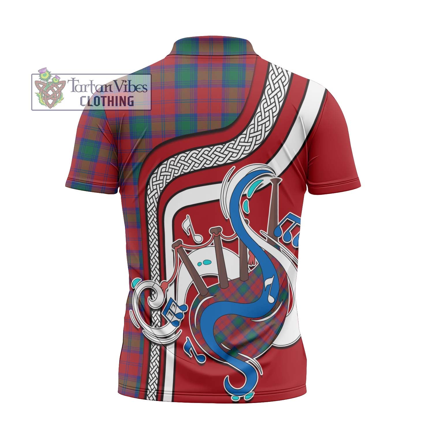 Tartan Vibes Clothing Lindsay Modern Tartan Zipper Polo Shirt with Epic Bagpipe Style