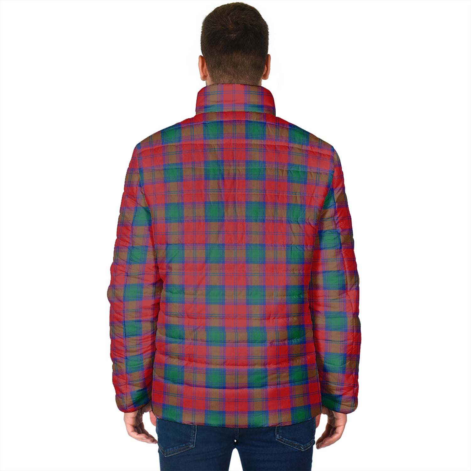 Lindsay Modern Tartan Padded Jacket with Family Crest - Tartanvibesclothing