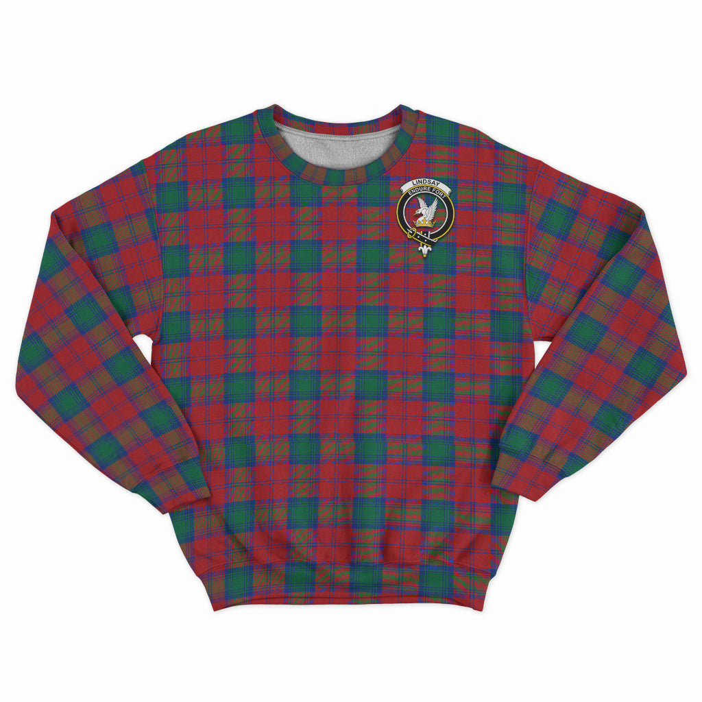 Lindsay Modern Tartan Sweatshirt with Family Crest - Tartan Vibes Clothing