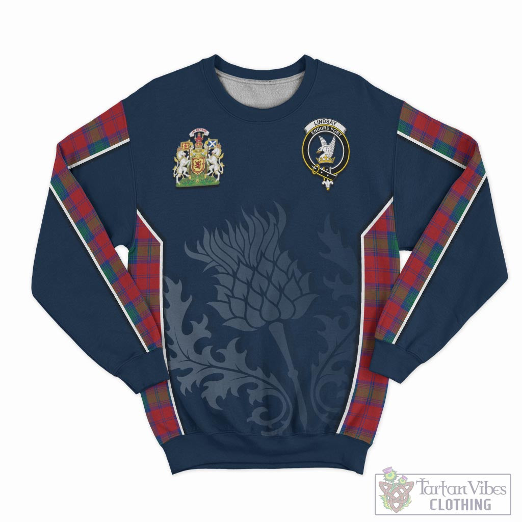 Tartan Vibes Clothing Lindsay Modern Tartan Sweatshirt with Family Crest and Scottish Thistle Vibes Sport Style