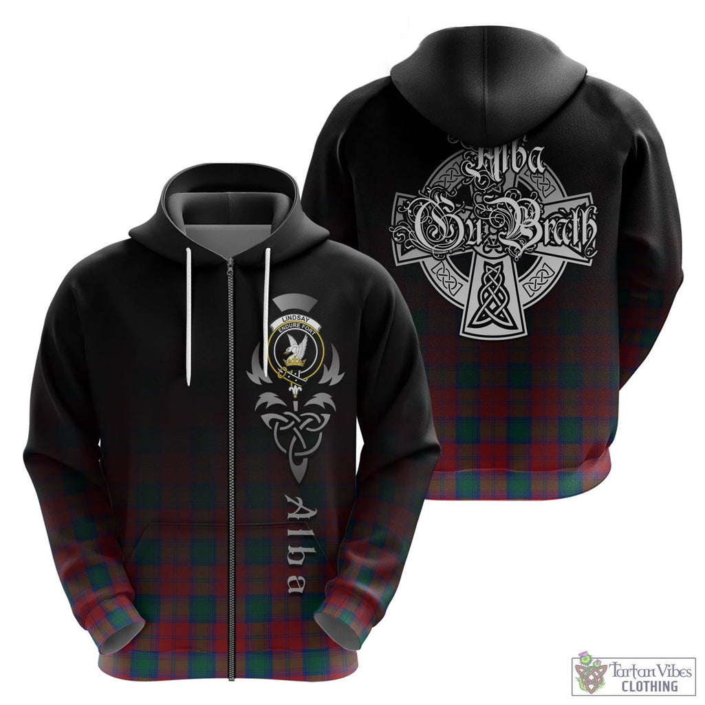 Tartan Vibes Clothing Lindsay Modern Tartan Hoodie Featuring Alba Gu Brath Family Crest Celtic Inspired