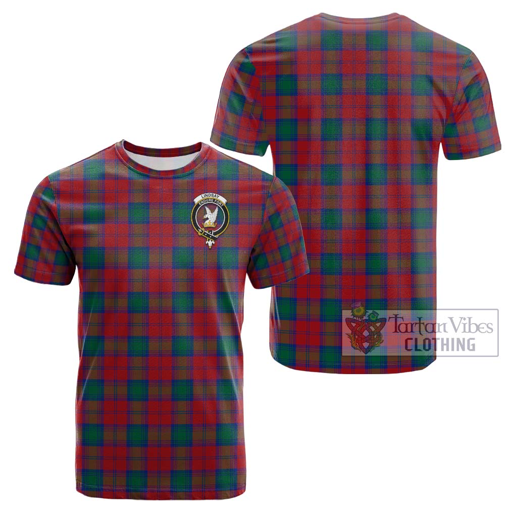 Tartan Vibes Clothing Lindsay Modern Tartan Cotton T-Shirt with Family Crest