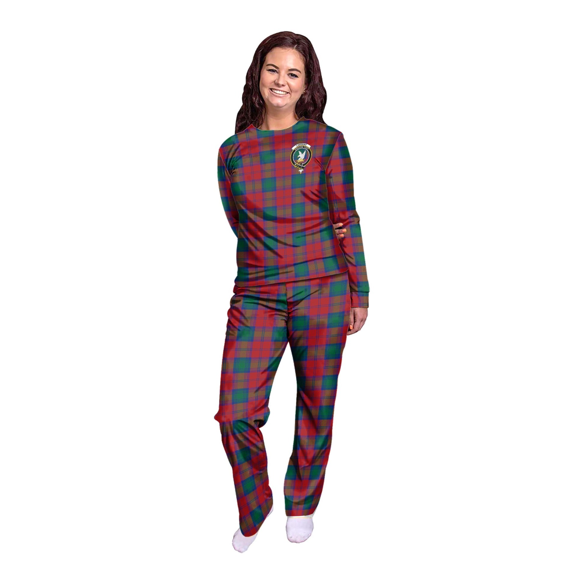 Lindsay Modern Tartan Pajamas Family Set with Family Crest - Tartanvibesclothing