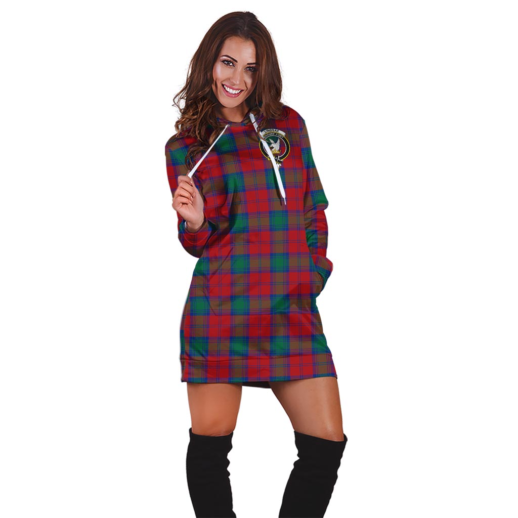 Lindsay Modern Tartan Hoodie Dress with Family Crest - Tartan Vibes Clothing