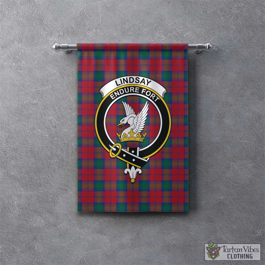 Tartan Vibes Clothing Lindsay Modern Tartan Gonfalon, Tartan Banner with Family Crest