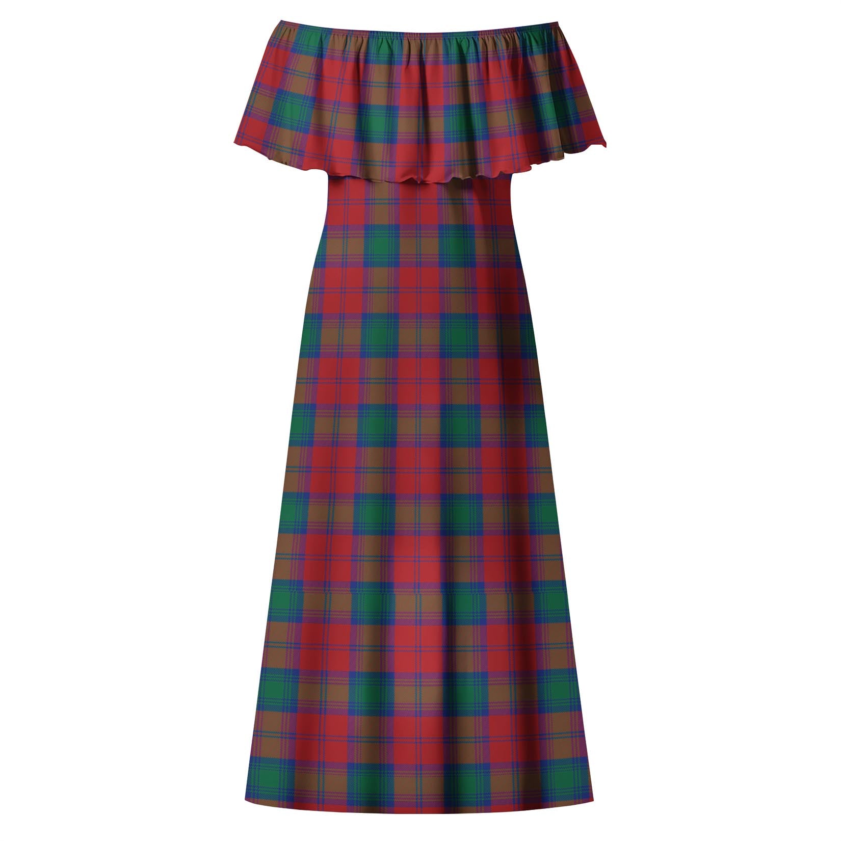 Lindsay Modern Tartan Off Shoulder Long Dress - Tartanvibesclothing