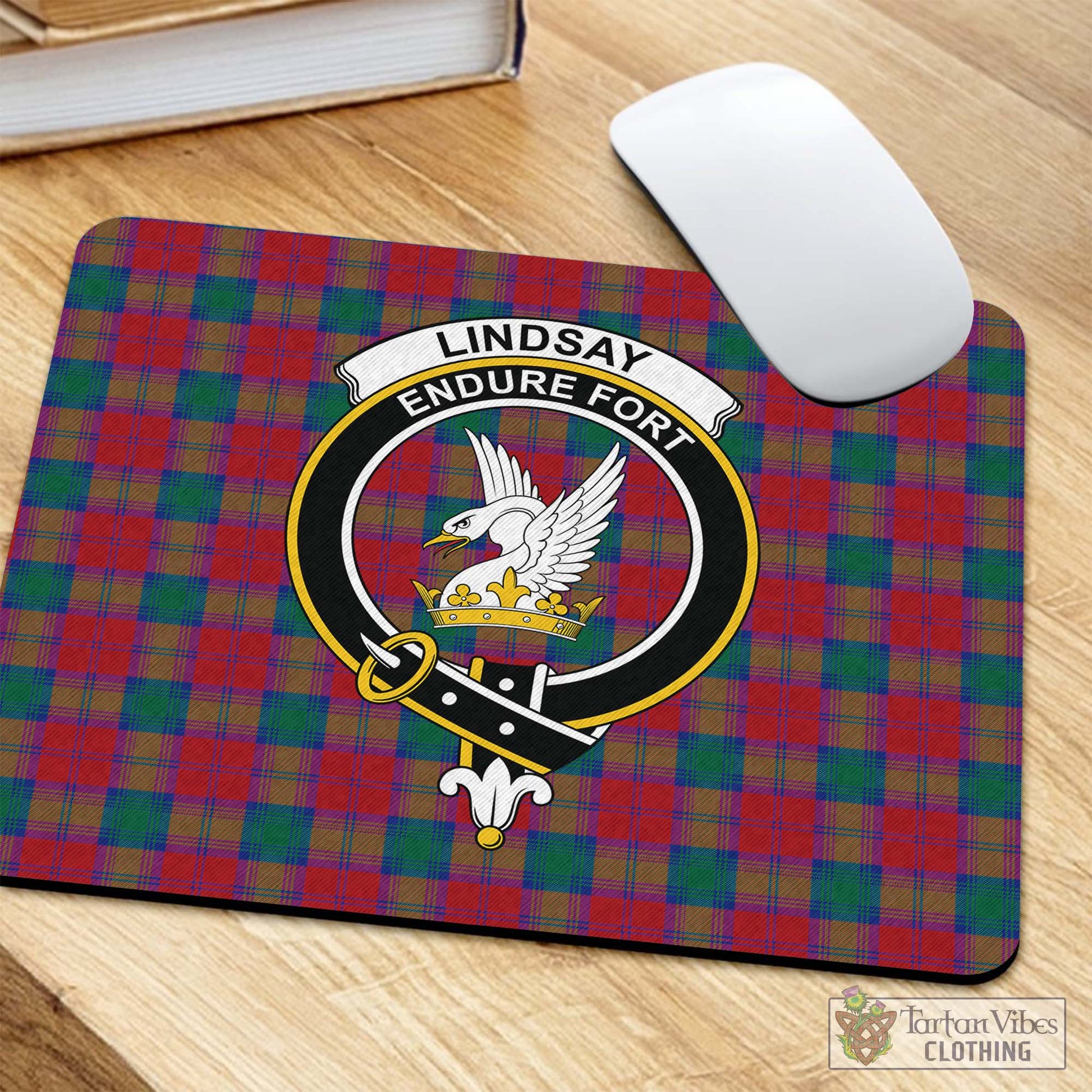 Tartan Vibes Clothing Lindsay Modern Tartan Mouse Pad with Family Crest