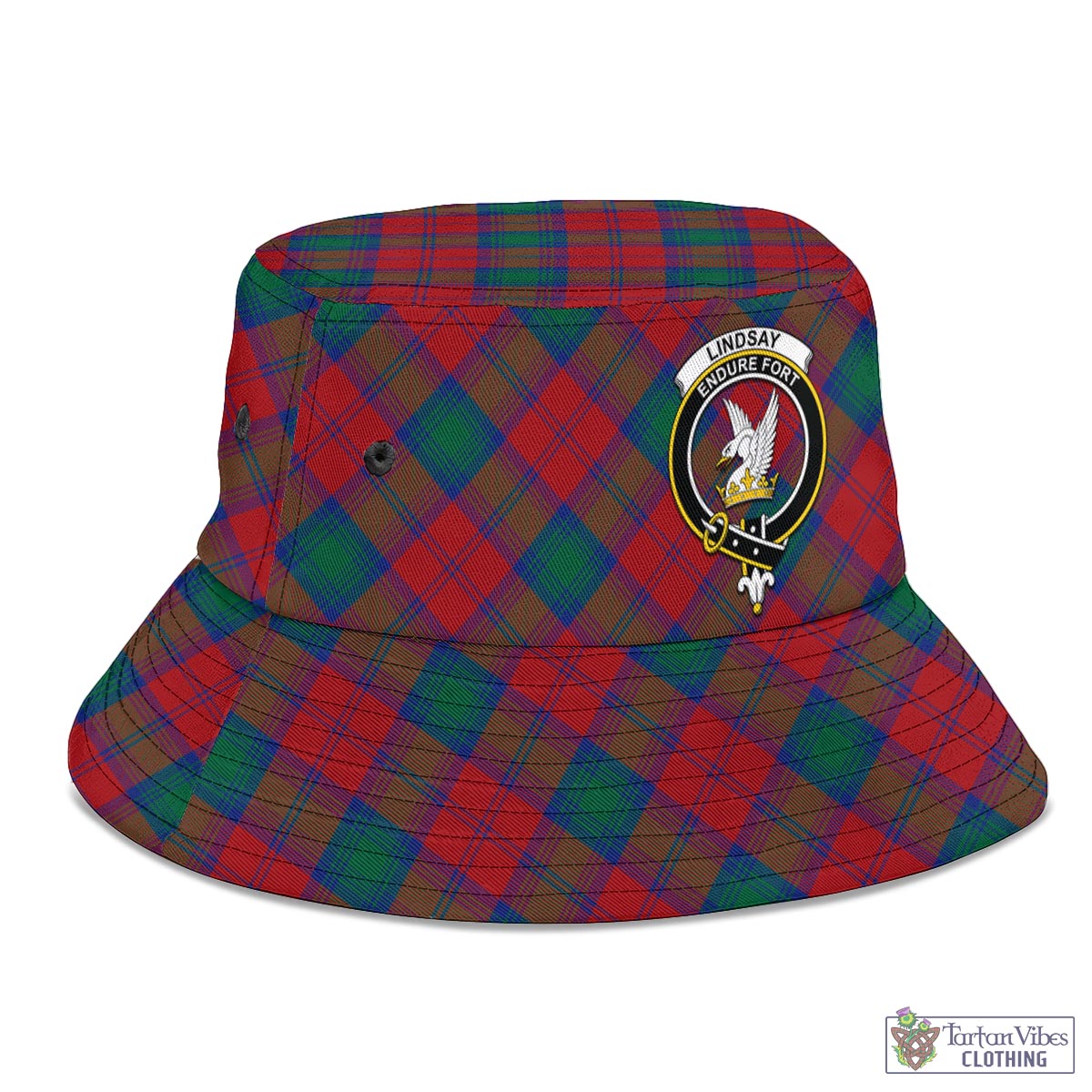 Tartan Vibes Clothing Lindsay Modern Tartan Bucket Hat with Family Crest