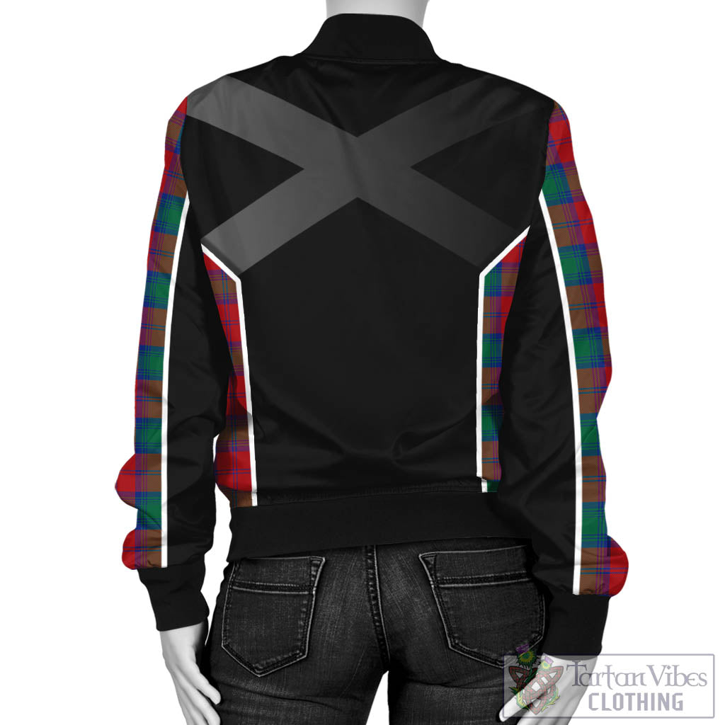 Tartan Vibes Clothing Lindsay Modern Tartan Bomber Jacket with Family Crest and Scottish Thistle Vibes Sport Style