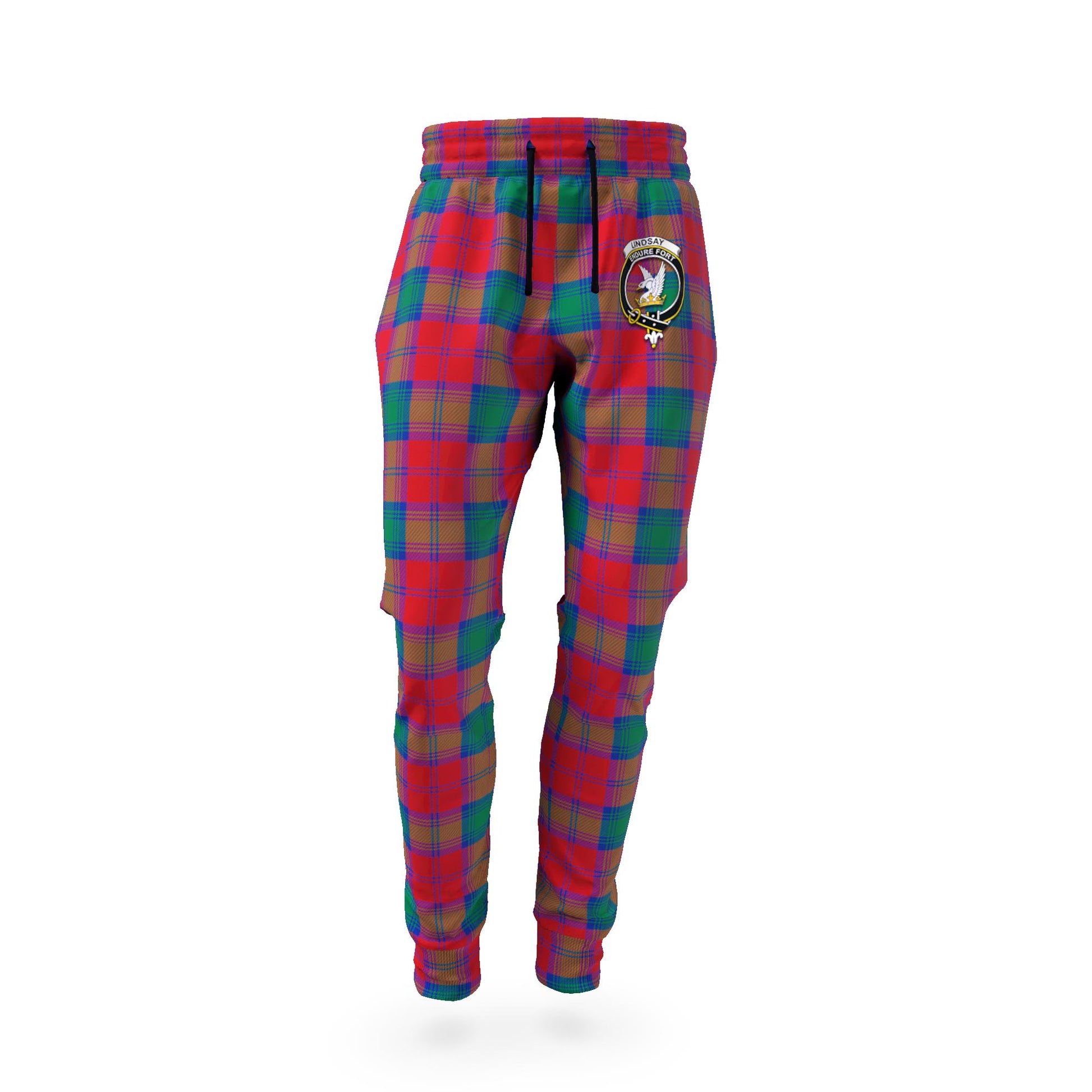 Lindsay Modern Tartan Joggers Pants with Family Crest - Tartan Vibes Clothing