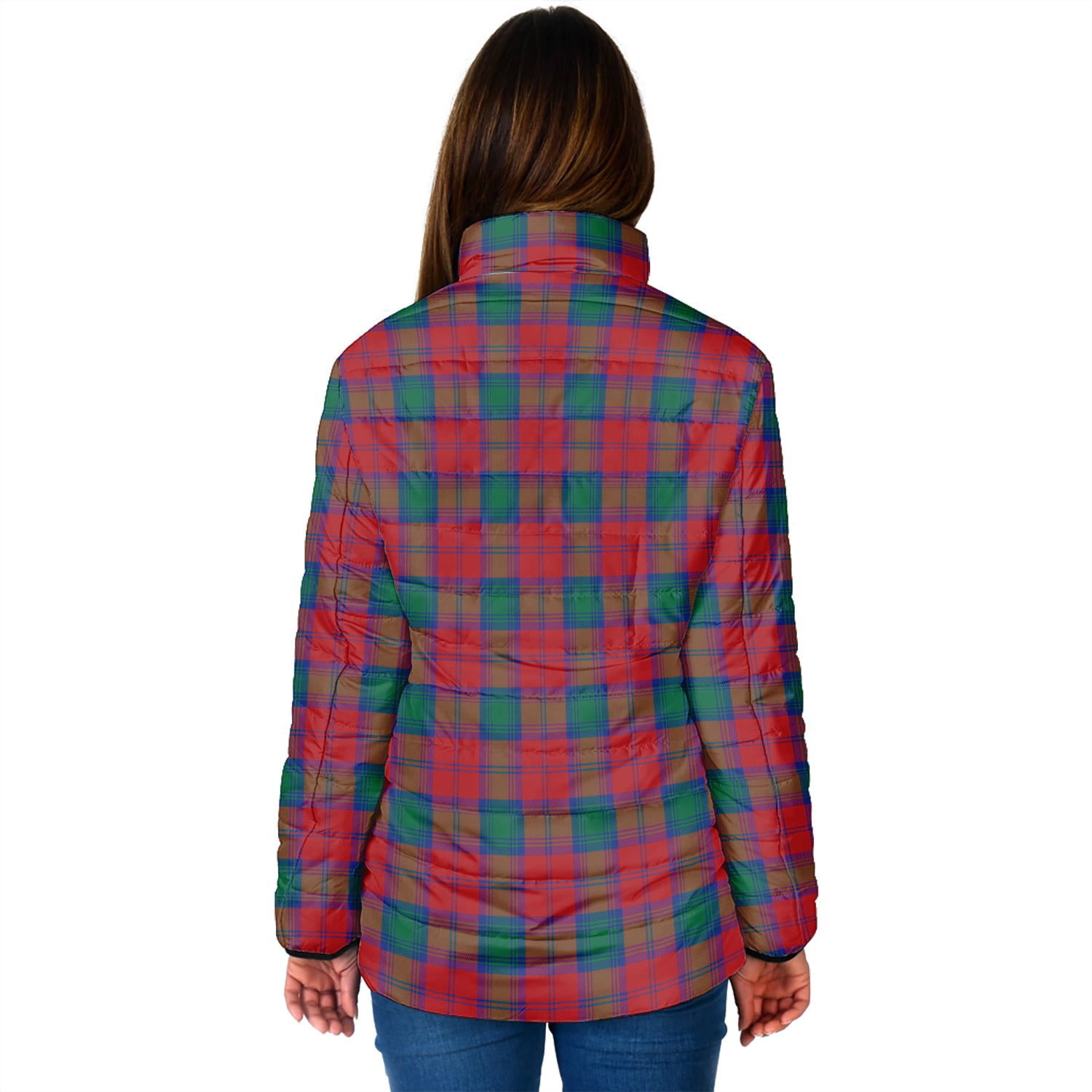 Lindsay Modern Tartan Padded Jacket with Family Crest - Tartanvibesclothing