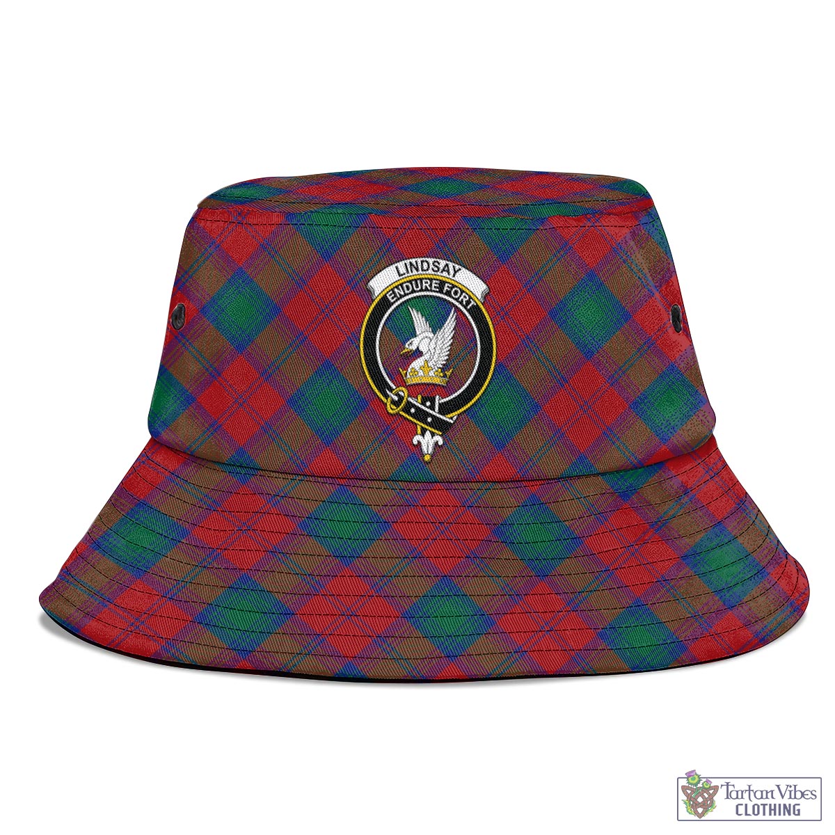 Tartan Vibes Clothing Lindsay Modern Tartan Bucket Hat with Family Crest