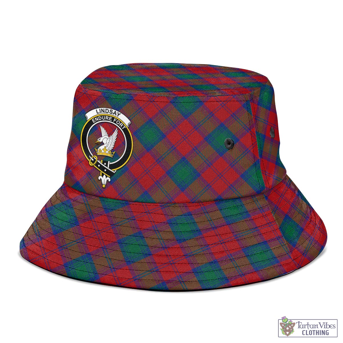 Tartan Vibes Clothing Lindsay Modern Tartan Bucket Hat with Family Crest