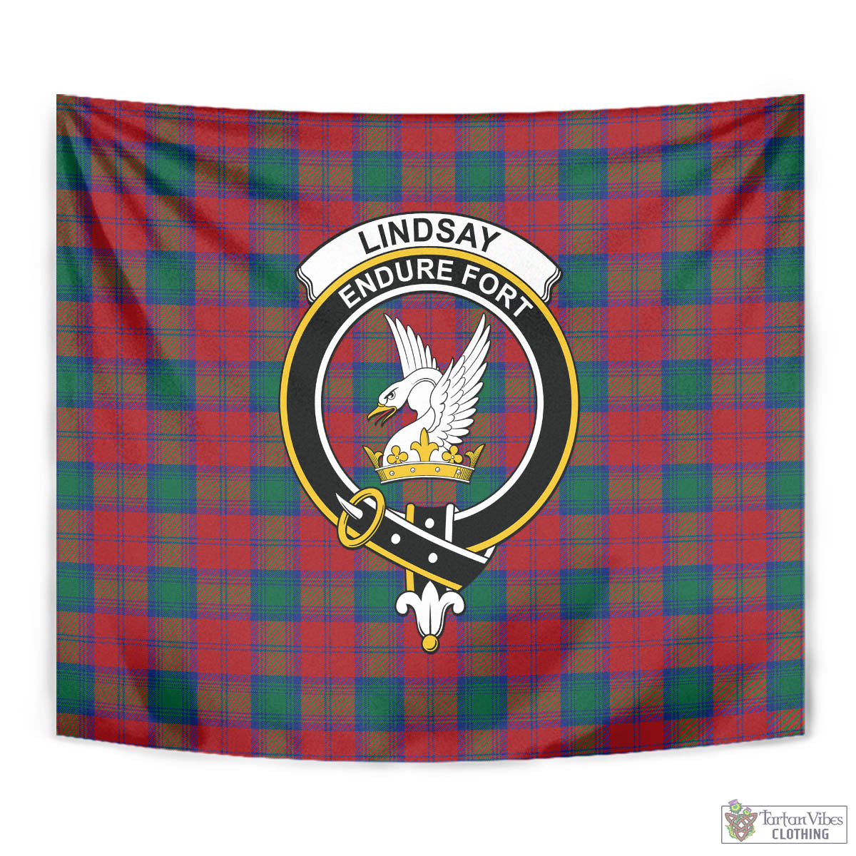 Tartan Vibes Clothing Lindsay Modern Tartan Tapestry Wall Hanging and Home Decor for Room with Family Crest